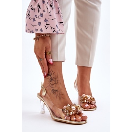 S.Barski Elegante transparente Sandalen mit goldener Lilah-Dekoration 1