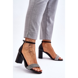 Elegante Sandalen mit Zirkonia High Heels Black Laurene schwarz 2