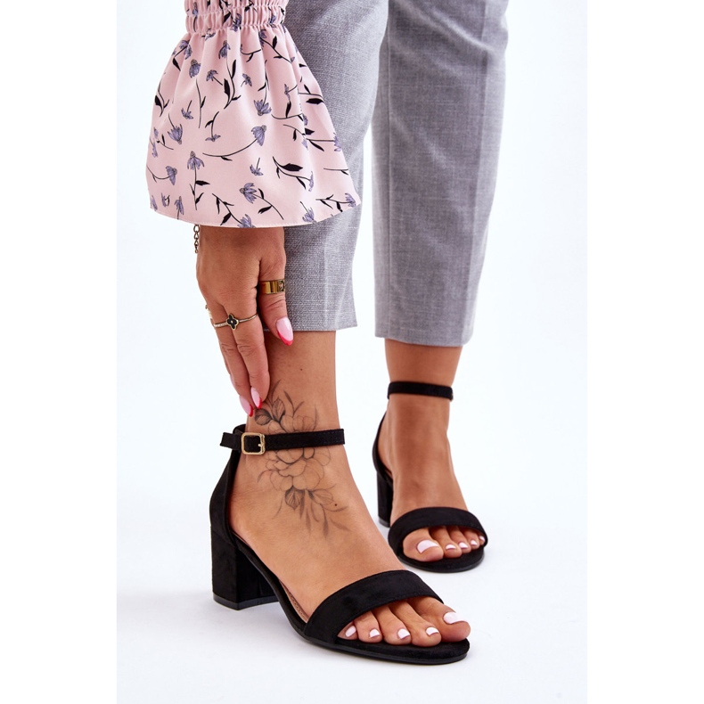 PS1 Schwarze Quincy Wildledersandalen mit niedrigem Absatz 1