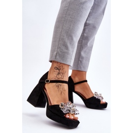 PS1 Modische Sandalen mit Kristallen auf massiven Absätzen Black Garrett schwarz 2