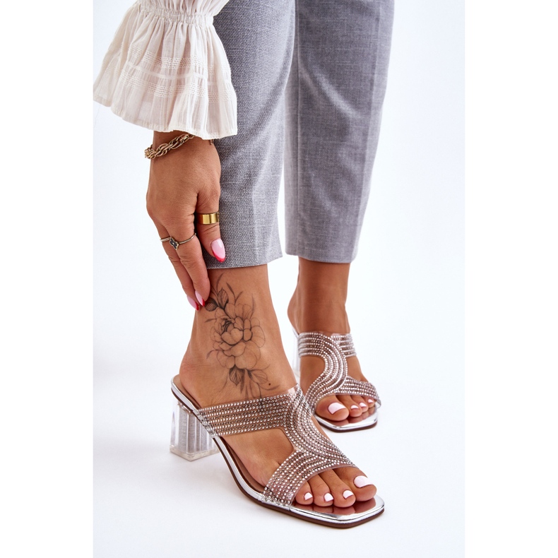 S.Barski Jaxen Silber Sandaletten mit Strass silber- 1