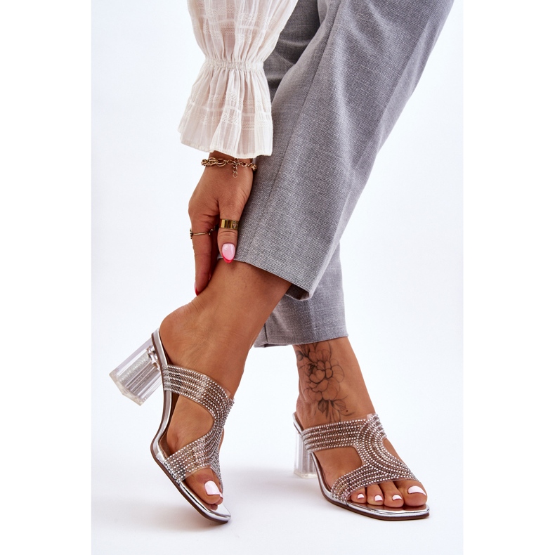 S.Barski Jaxen Silber Sandaletten mit Strass silber- 2