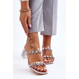 S.Barski Damenhausschuhe mit dekorativen Zirkonen Silber Leyla 1
