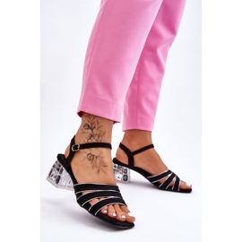 S.Barski Schwarze Callan-Wildledersandalen mit Kristallen 2