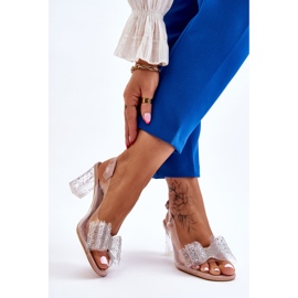 S.Barski Modische transparente Sandalen mit nackter Ariella-Schleife rosa 2