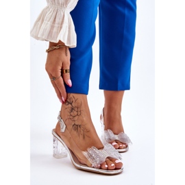 S.Barski Modische transparente Sandalen mit silberner Ariella-Schleife silber- 1