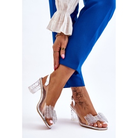 S.Barski Modische transparente Sandalen mit silberner Ariella-Schleife silber- 2