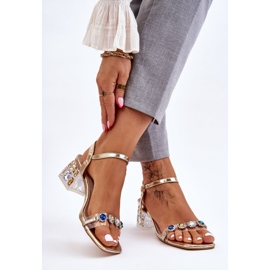 S.Barski Damensandalen auf High Heels mit goldenen Esma-Kristallen 2