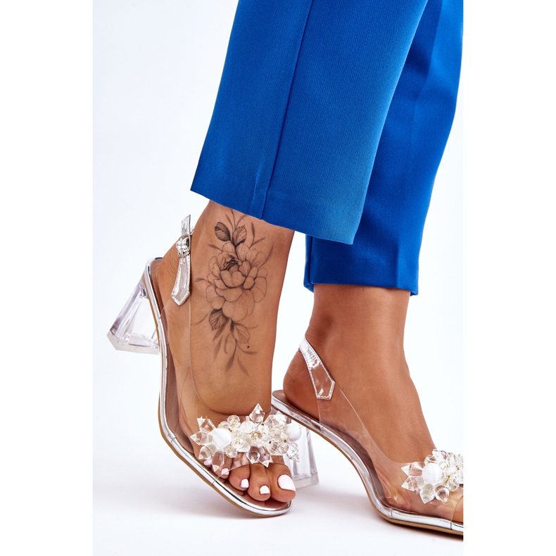 S.Barski Modische transparente Sandalen mit silbernen Carmelo-Ornamenten silber- 2