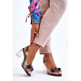 S.Barski Modische transparente Sandalen mit Verzierungen Schwarz Carmelo 2