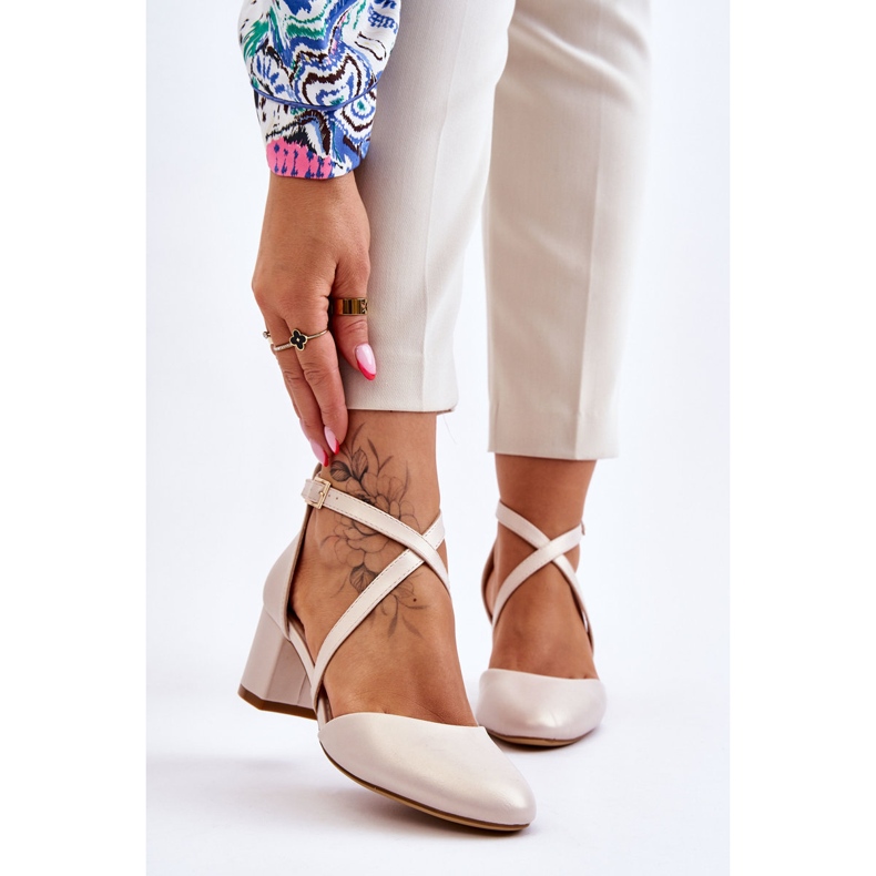 Sergio Leone High Heel Pumps SK824 Perlbeige 1