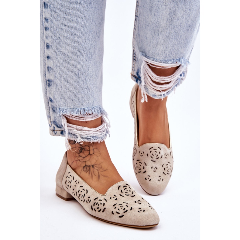 Durchbrochene Loafer Sergio Leone BL627 Beige 2