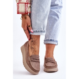 Lemar Milana Wildleder-Plateau-Loafer Dunkelbeige 2