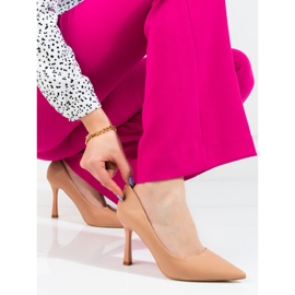 Beige Damenpumps mit hohem Absatz von Vinceza 1