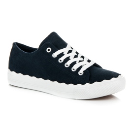 Gebundene Turnschuhe blau 1