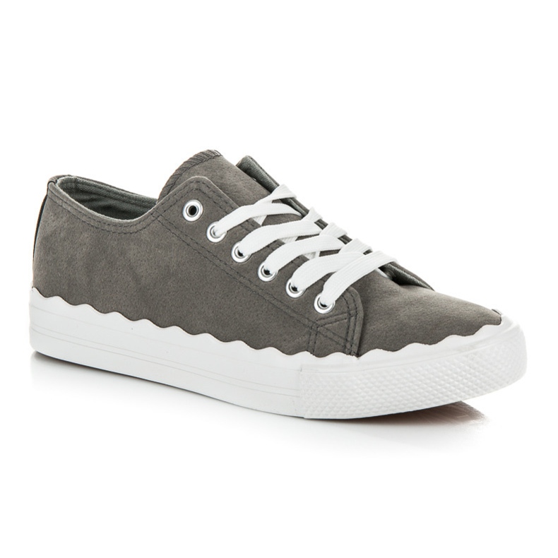 Gebundene Turnschuhe grau 1