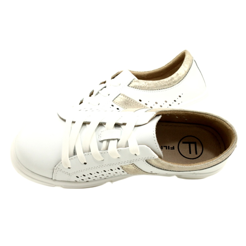 Durchbrochene Ledersneaker Filippo DP4531/23 WH GO weiß 5