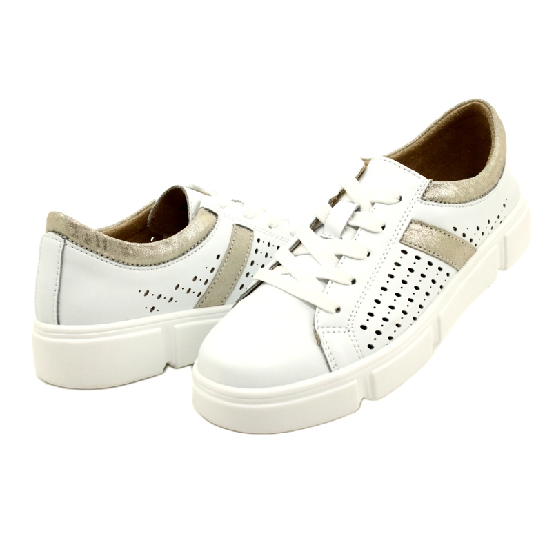 Durchbrochene Ledersneaker Filippo DP4531/23 WH GO weiß 4