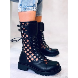 BM Brady Schwarz durchbrochene Stiefel 2