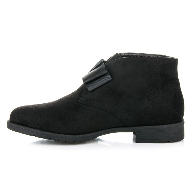 Ideal Shoes Flache Stiefel mit Schleife schwarz 1