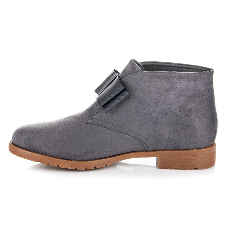 Ideal Shoes Flache Stiefel mit Schleife grau 1