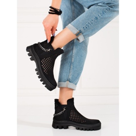 Durchbrochene Damenstiefel Potocki Schwarz 2