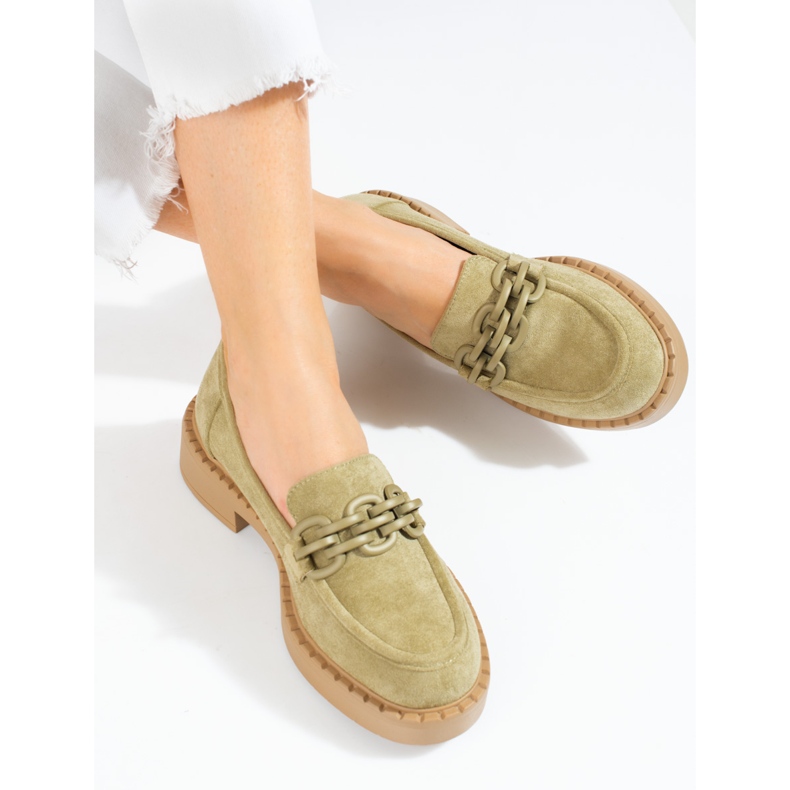 W. Potocki Damen-Slipper Potocki olive Wildleder grün 1
