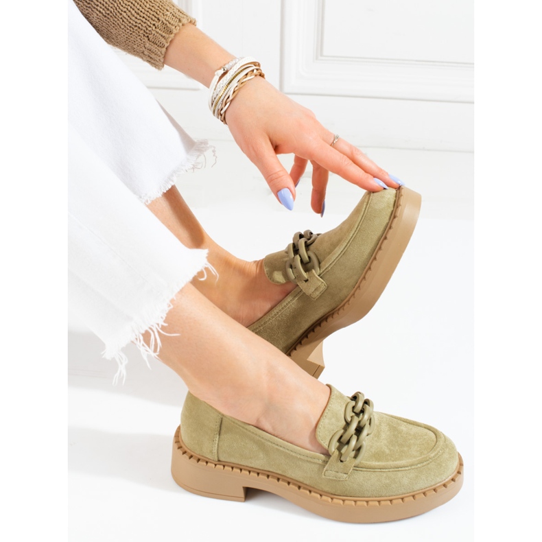 W. Potocki Damen-Slipper Potocki olive Wildleder grün 2