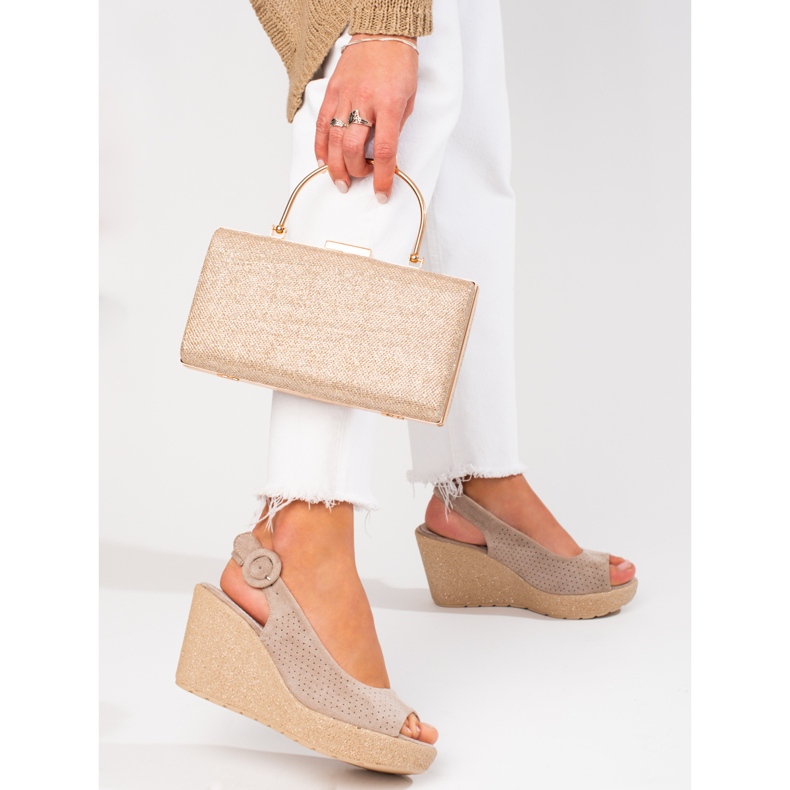 Beige Keilsandalen von Shelovet für Damen 1