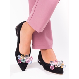 Damen-Pumps Shelovet mit niedrigem Absatz aus schwarzem Wildleder 1