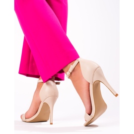 Beige Damensandalen mit hohem Absatz von Shelovet 2