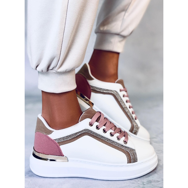 BM Brengle White Damenturnschuhe weiß rosa mehrfarbig 1