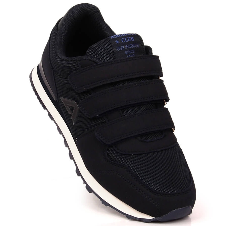 American Club 154/23 Marineblauer Kinder-Sportschuh mit Klettverschluss schwarz navy blau 1