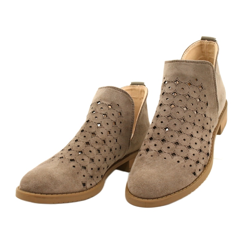 DASZYŃSKI Durchbrochene Wildlederstiefeletten mit einem Carine-Schnitt beige braun 3