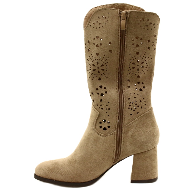 M.Daszyński Openwork Frauen Wildleder Beige Stiefel 2