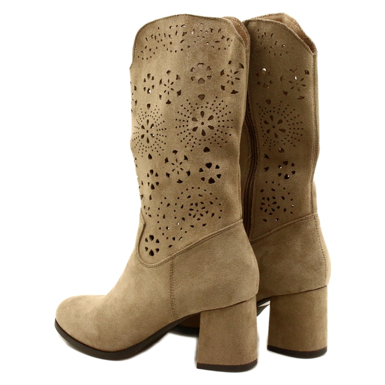 M.Daszyński Openwork Frauen Wildleder Beige Stiefel 4