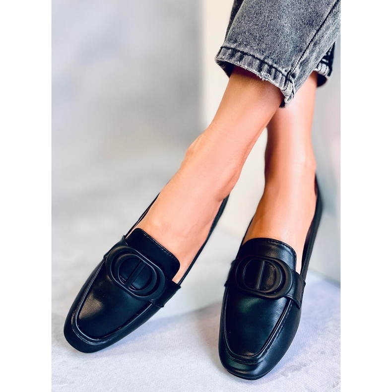 BM Meredith Black Damen-Slipper mit Schnalle schwarz 1