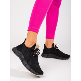 Sportschuhe von Shelovet in Schwarz mit beigem Einsatz 2