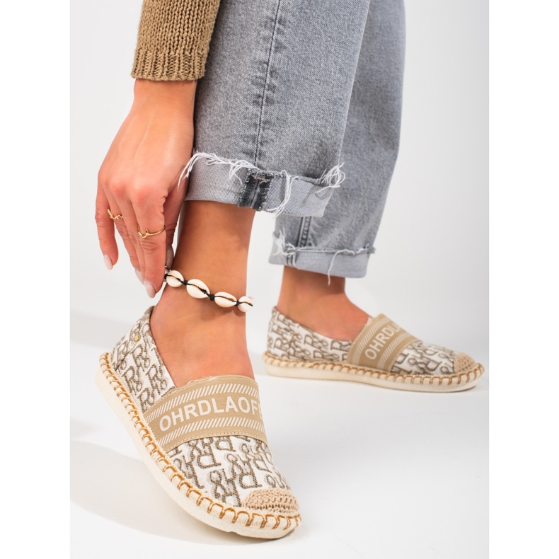 Beige Espadrilles Shelovet für Damen mit Muster 1