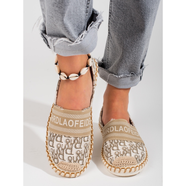 Beige Espadrilles Shelovet für Damen mit Muster 2