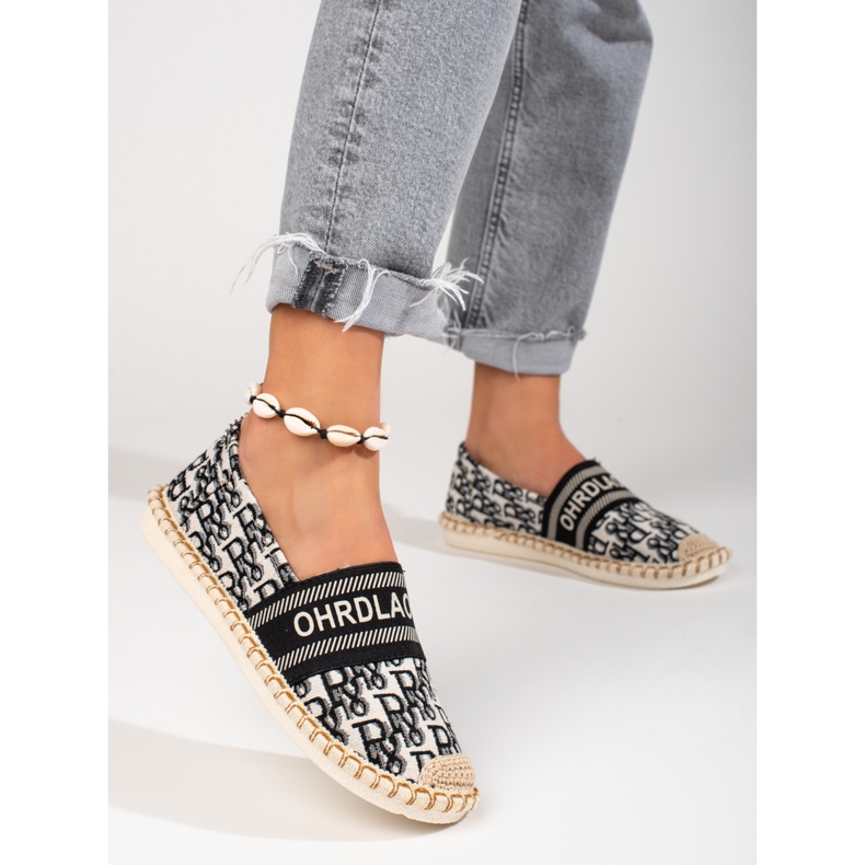 Schwarze Shelovet-Espadrilles für Damen mit Muster 1