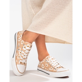 Beige geblümte Turnschuhe Shelovet für Damen 2