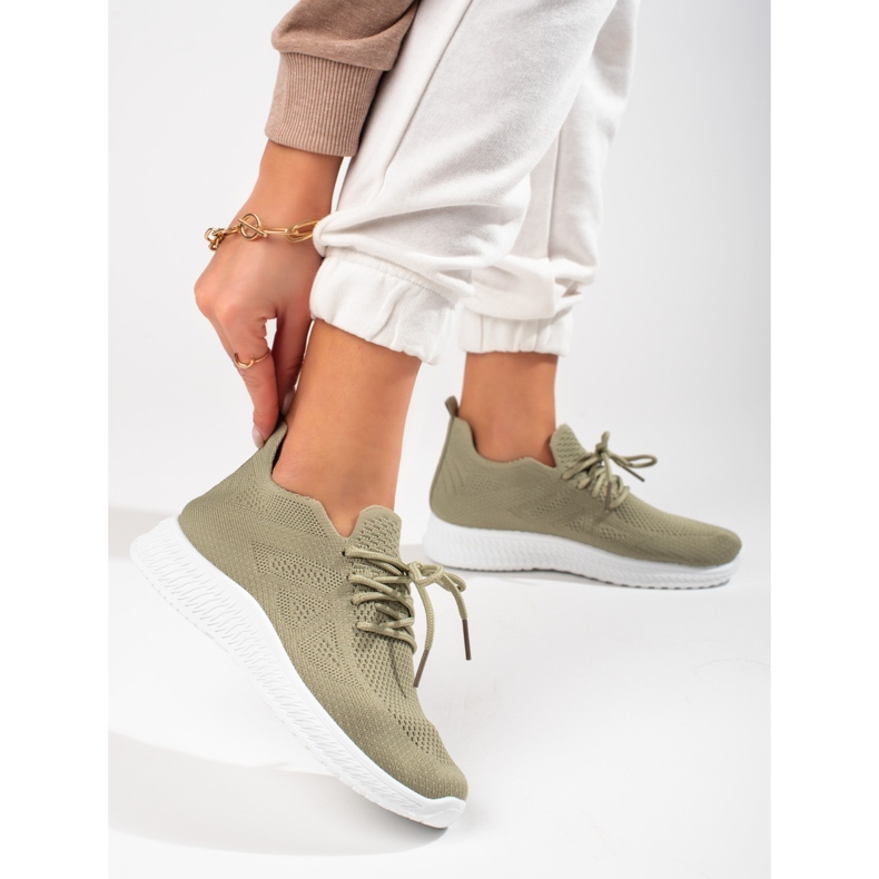 Shelovet grüne Textilsportschuhe 1