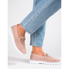 Puderfarbene Textil-Loafer von Shelovet für Damen rosa 2