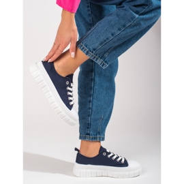 Marineblaue Damenturnschuhe von Shelovet auf der Plattform 2
