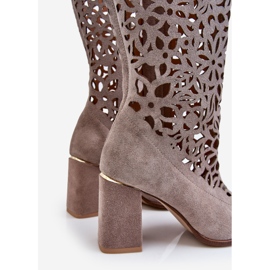 Lewski Shoes Wildleder durchbrochene Stiefel Leski Schuhe 3234 Cappuccino mehrfarbig 1