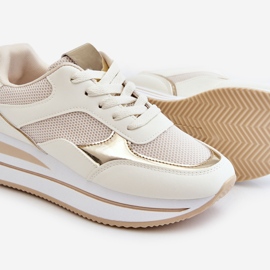 Turnschuhe mit Keilabsatz für Damen Hellbeige Rubin 1