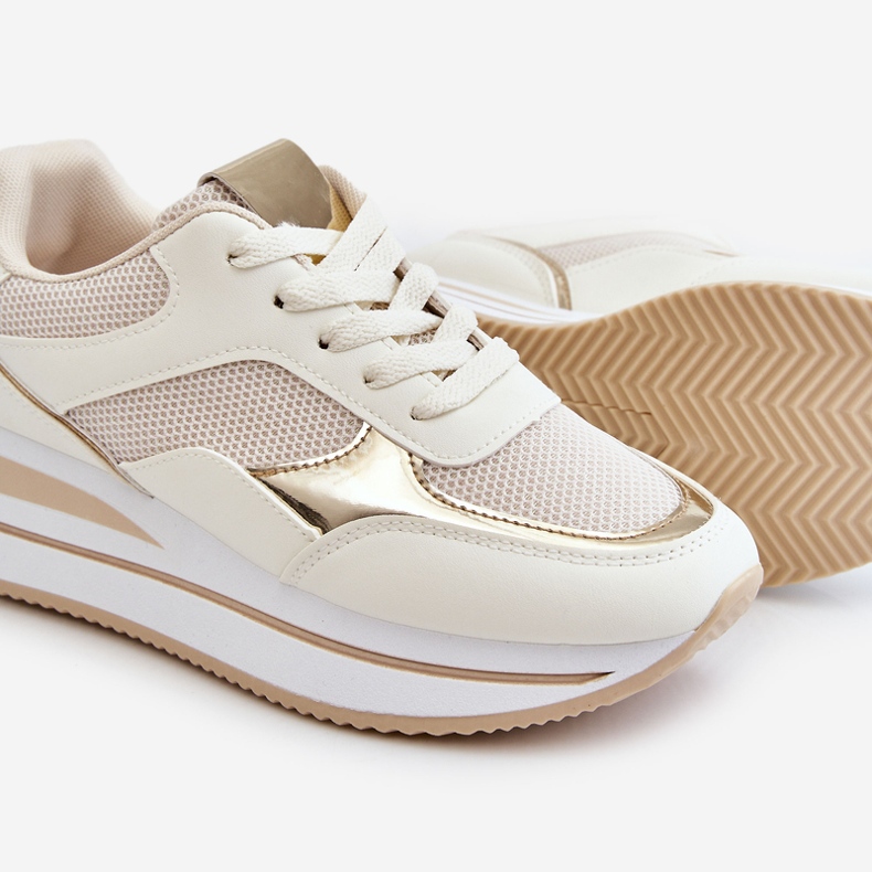 Turnschuhe mit Keilabsatz für Damen Hellbeige Rubin 1