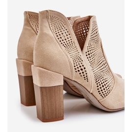 PM1 Durchbrochene Wildleder High Heel Stiefel Hellbeige Leanna braun 1