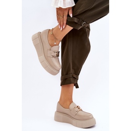 Lemar Modische Leder Plateauschuhe Beige Marsol 2